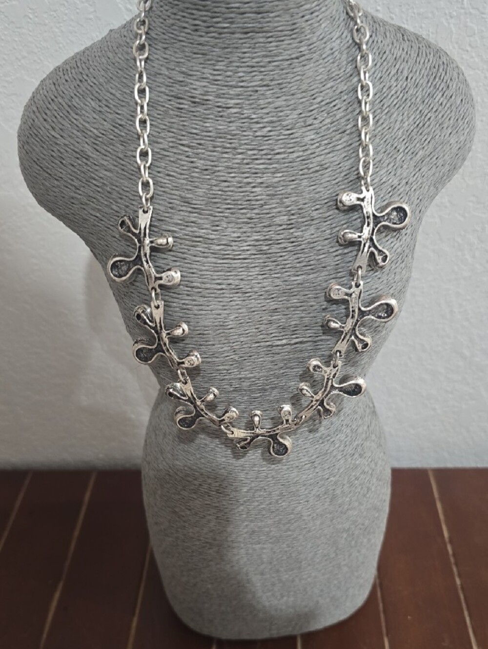 Silver Tone Branch Statement Necklace